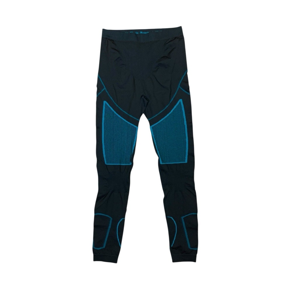 Nooyme Athletic Leggings Black Teal Compression Workout Gym Pants Small